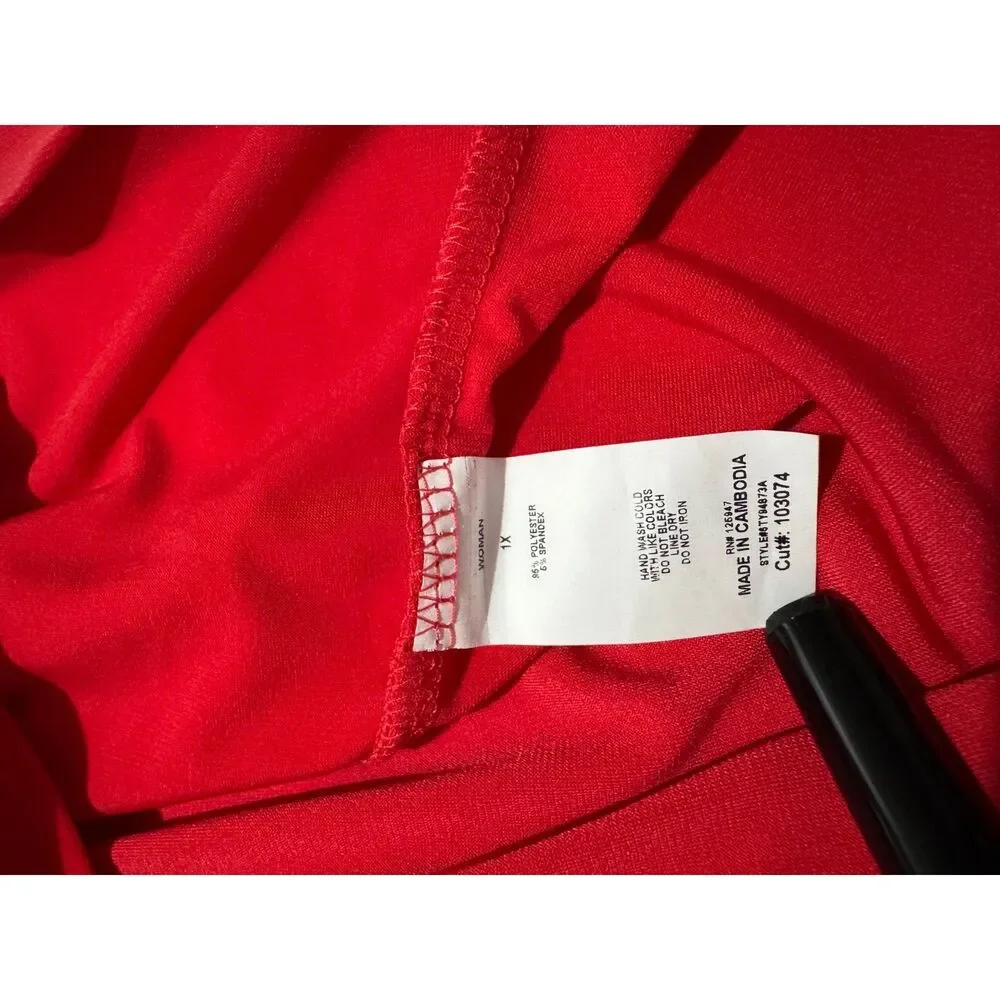 Cocomo popover shirt romantic saint valentine festive red plead casual women 1X